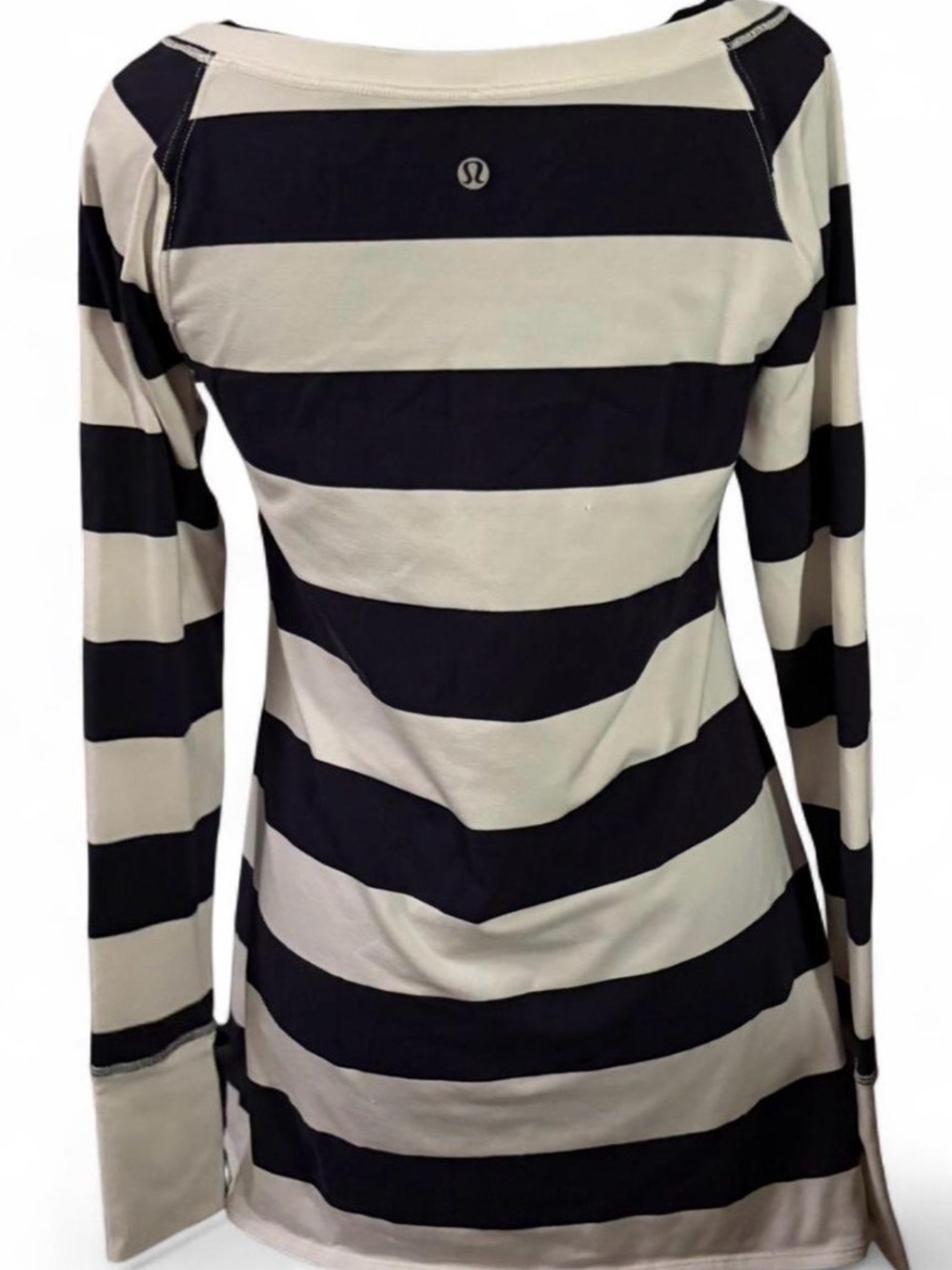 lululemon athletica Striped Long Sleeve Boatneck Top - Black & Cream